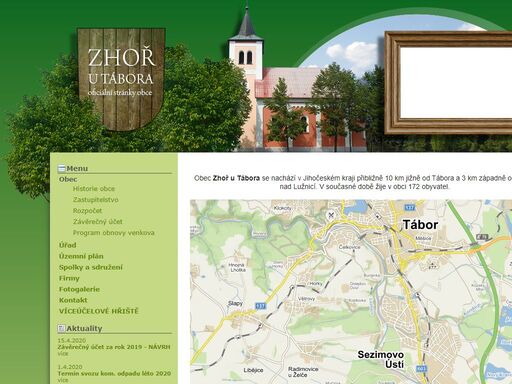 oficiální webové stránky obec zhoř u tábora