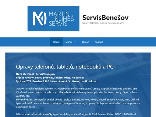expresní opravy, telefonů, tabletů, pc, notebooků a softwaru. servis / prodejna na adrese: tyršova 2071, benešov, 256 01 - na zámecké.