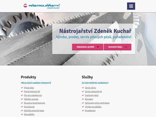 nástrojářství - výroba, prodej, servis pilových pásů: pásové pily na dřevo, textil, papír, molitan a gáza, pilové pásy na kov, brusné a řezné kotouče, perforační nože, pilové kotouče sk, ruční pily s sk plátkem, zakázková výroba.