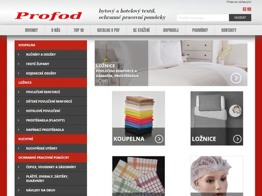 profod - oopp, pracovní oděvy, pracovní rukavice, ochranné brýle, ústenky, trička, froté ručníky a osušky, textilní i jednorázové povlečení.