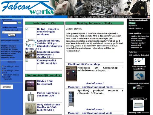 fabric constructions s.r.o. - pastér, mlékárny, mlékomat, milkbot, mléčné výrobky, jogurt, probiotický nápoj, zmrzlina, robomilkbar, lopaty na kejdu, dotace szif