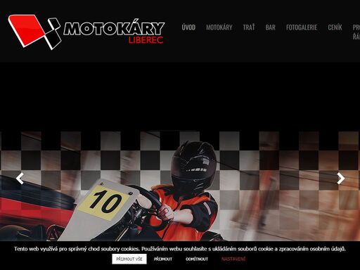 krytá motokárová trať s celoročním provozem, bar, vytápěná zahrádka.