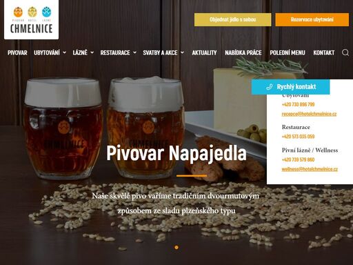 rodinný hotel chmelnice se nachází v napajedlech. v našem hotelu najdete jedinečné ubytování, restauraci s domácí kuchyní, pivovar a lázně.
