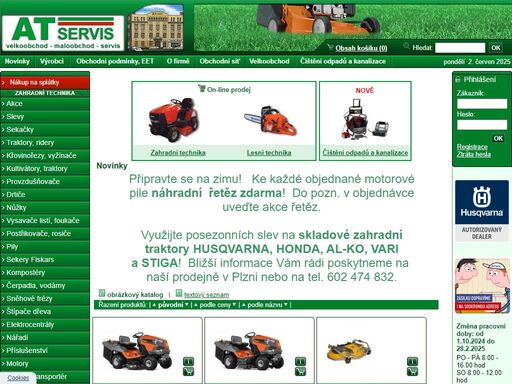 novinky - at servis s.r.o. - internetový obchod - komunální, lesní, zahradní technika, motocykly.