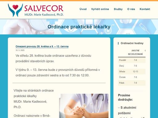 ordinace praktické lékařky mudr. marie kadlecové, ph.d., libušina třída, brno-kohoutovice.