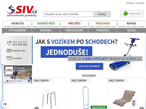 zdravotnické pomůcky a kompenzační pomůcky, invalidní vozíky, chodítka, zdravotní kočárky, polohovací lůžka, schodolezy