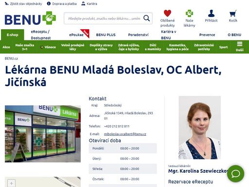 ?benu lékárna s prodlouženou otevírací dobou a bezbariérovým přístupem, která se zaměřuje na dermokosmetiku, dětský sortiment, zubní péči a speciální výživu.?