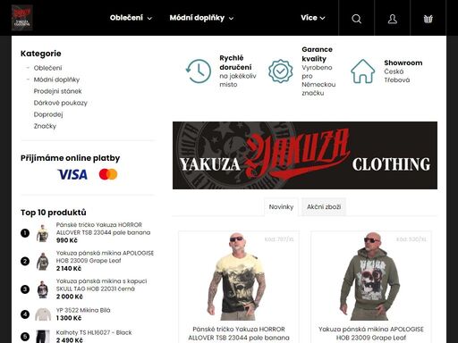 eshop s showroomem v české třebové. prodej metalového oblečení značky yakuza. originální německé značky.