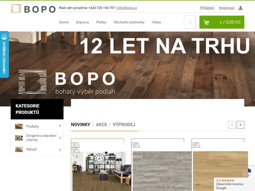 bohatý výběr podlah. e-shop: podlahy (vinylové, plovoucí, laminátové, dřevěné, pvc, linoleum, koberce, podložky pod koberce, lišty), stavební chemie (samonivelační hmoty, penetrace, oleje osmo a barvy, lepidla), nářadí (přítlačné válce, stěrky, brusivo).