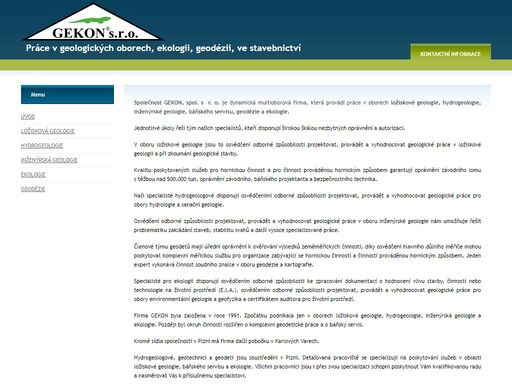 práce v geologických oborech, ekologii, geodézii, ve stavebnictví