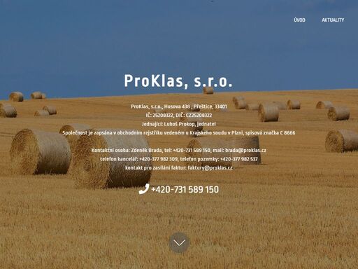 internetová prezentace společnosti s.r.o proklas, s.r.o.