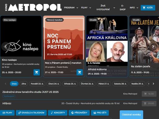 poslední klasické kino v olomouci. to nejlepší ze současné distribuce, festivaly, divadla, koncerty, přednášky a dětská představení.