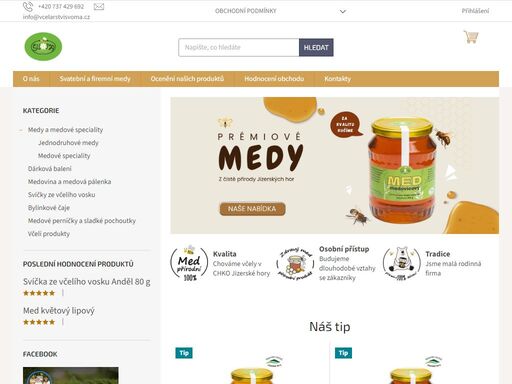 vítejte v našem medovém království. jsme rodina, která miluje včely, bylinky a přírodu. naše medy vznikají v jizerských horách na šestnácti stanovištích, kde se včely starají o to nejlepší, co příroda nabízí. vyrábíme med a včelí produkty tak, jak nás to naučili naši předci – poctivě, s respektem k přírodě a s láskou…