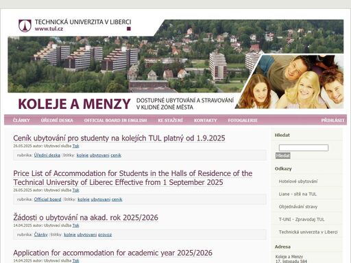 koleje a menzy tu v liberci