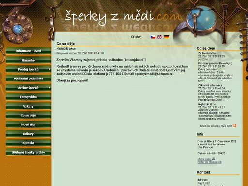 šperky z mědi zuzka žáková a petr uhlíř, výroba lidových šperků z mědi ,měděných drátů, plechů,kamenů, říčních perel, skla - technikou tepání,kování,pájení,leptání,ražení, oblast letovice