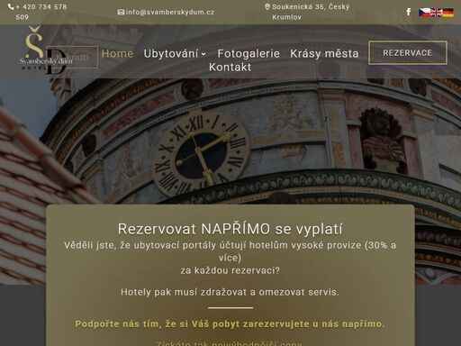 hotel švamberský dům se nachází v srdci historického města český krumlov. hotel nabízí ubytování v apartmánech a pokojích.