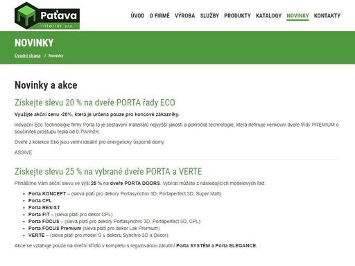 firma paťava ineriér se zabývá výrobou nábytku kuchyní a vybavením interiérů, prodejem a montáží interiérových dveří a zárubní, prodejem nábytkového kování.
