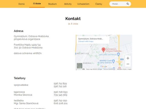gymnázium, ostrava-hrabůvka, oficiální web