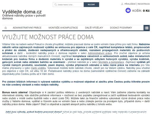 využijte možnost práce doma, vydělejte doma.cz