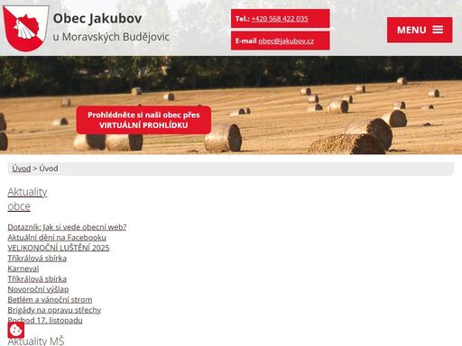 obec jakubov leží v půli cesty mezi jihlavou a znojmem. naše vesnice, která se pyšní titulem vesnice vysočiny 2005, vás může zaujmout například bohatým životem, který se tu odehrává.