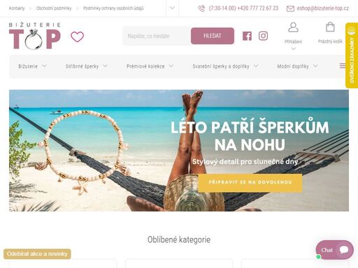 vítejte v e-shopu bižuterie top. vítáme vás v našem internetovém obchodě bižuterie top, kde vám nabízíme jen to nejkvalitnější zboží za velmi příznivé ceny. náhrdelníky, náušnice, náramky, řetízky, brože, ozdoby do vlasů a další zboží máme skladem a můžeme jej obratem odeslat.taktéž máme s puncovním úřadem uzavřenou…