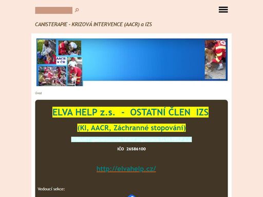 infostránky o metodě canisterapie, která se specializuje na cílovou skupinu osob zasažených krizí v podobě prožití náhlé nepříznivé události s pravděpodobným nástupem posttraumatického šoku zejména v podobě událostí typu hromadné neštěstí,živelné pohromy, nehody, požáru, záplav, zemětřesení a jiných vlivech s negativním dopadem atˇ již způsobených lidmi nebo přírodou, náhodně nebo úmyslně... metoda si klade za cíl pokusit se o zmírnění dopadů těchto vlivů na psychiku obětí podobných krizí.