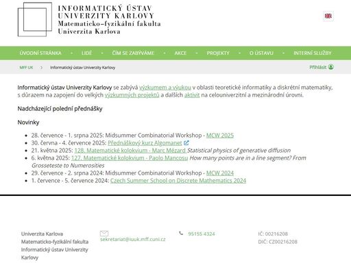 informatický ústav univerzity karlovy | matematicko-fyzikální fakulta