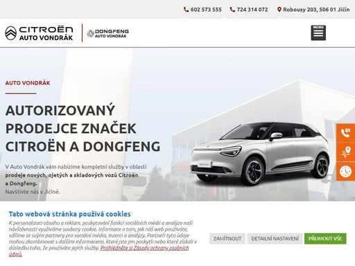pořiďte si vůz citroën od autorizovaného dealera. v auto vondrák s.r.o. vám nabízíme k prodeji nové, ojeté a skladové vozy citroën. navštivte nás v jičíně.