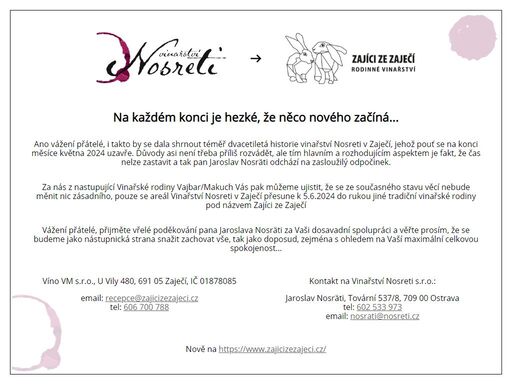 rodinné vinařství na jižní moravě v malebné obci zaječí. zastavte se za námi na skleničku nebo láhev kvalitního vína. těší se na vás rodina nosräti.