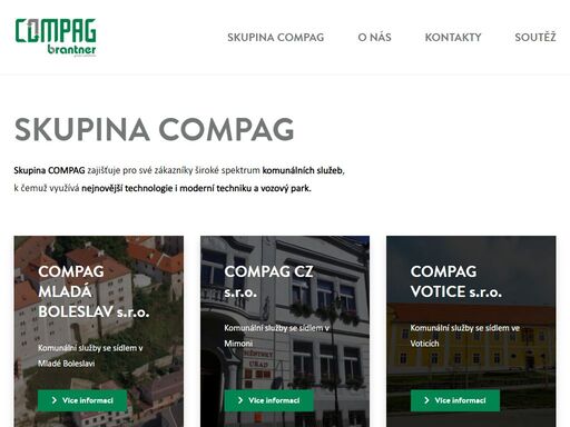 skupina compag zajišťuje pro své zákazníky široké spektrum komunálních služeb, k čemuž využívá nejnovější technologie i moderní techniku a vozový park.