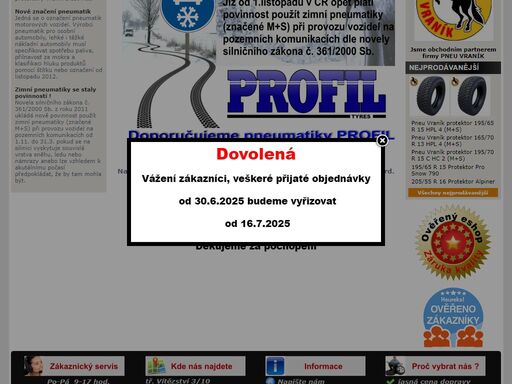 nabízíme letní a zimní levné protektory pneu vraník, profil a gepard. vyhledejte si z naší akční nabídky nejlevnější pneu.