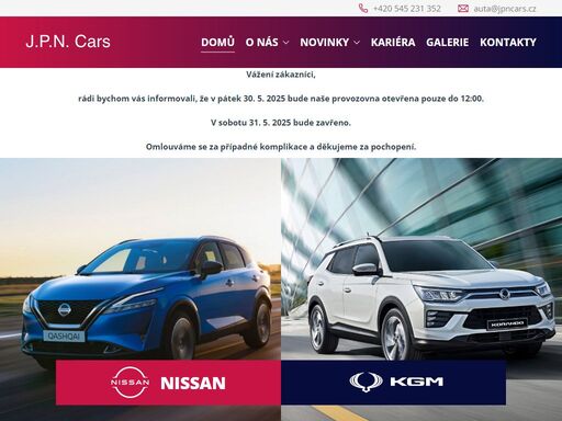 prodej a servis automobilů nissan a ssangyong.