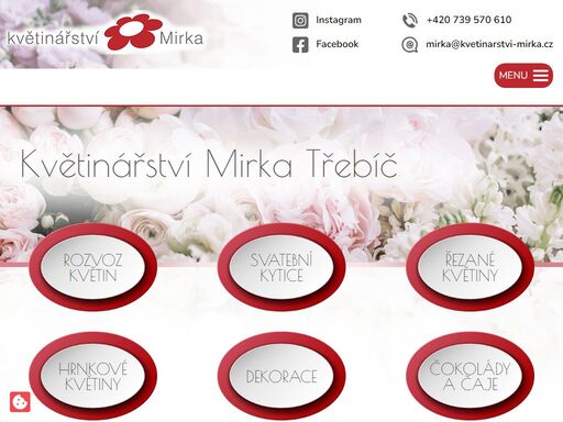 naše květinářství zajišťuje kompletní servis v oblasti floristiky v třebíči a okolí. najdete zde velký výběr řezaných květin, vytvoříme vám kytice sváteční, gratulační i příležitostnou, svatební výzdobu i smuteční vazby včetně doručení.