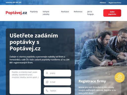 poptávej.cz je poptávkový systém zaměřený na porovnání nabídky služeb a zboží z celé čr, kde je zadání poptávky zcela zdarma. každá poptávka zároveň slouží jako zdroj obchodních příležitostí pro firmy.
