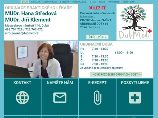 mudr. hana středová, mudr. jiří klement, ordinace praktického lékaře, dubá masarykovo náměstí, ordinační hodiny mudr. hana středová, mudr. jiří klement, ordinace praktického lékaře, dubá masarykovo náměstí, ordinační hodiny