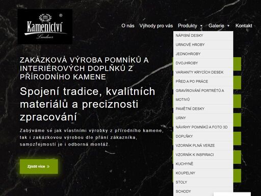 zakázková výroba pomníků a interiérových doplňků z přírodního kamene