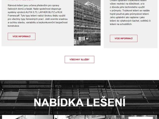 půjčovna lešení snep spol. s r.o. zajišťuje montáž, demontáž a pronájem rámového modulového fasádního lešení.