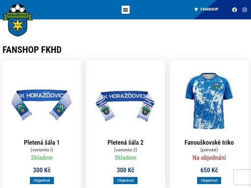 oficiální webové stránky fotbalového klubu horažďovice