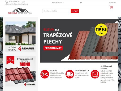 najdete tu vše pro vaši střechu – od krytin až po doplňky.  
kvalita, na kterou se můžete spolehnout
specializujeme se na dodávku vysoce kvalitních produktů pro střechy, přičemž klademe důraz na dlouhou životnost, funkčnost a estetiku. v našem sortimentu najdete široký výběr plechových střešních krytin a trapézových…