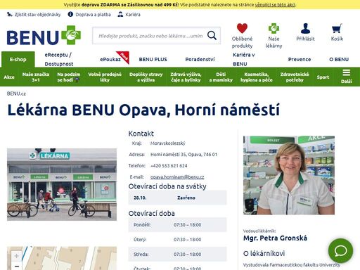 ?lékárna s homeopatickou poradnou má rozšířený sortiment dermokosmetiky, dětského sortimentu zubní a geriatrické péče a speciální výživy.?