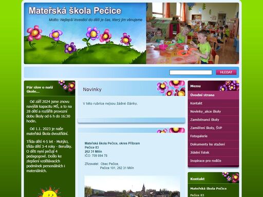 informace o mateřské škole pečice.
