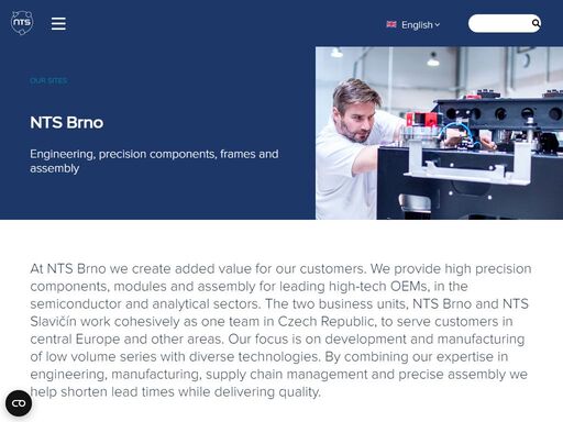 nts brno focuses on engineering, precision components, frames and assembly in eastern europe.