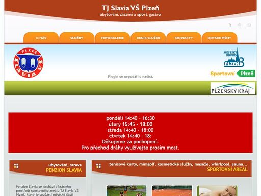 tj slavia vš plzeň - ubytování, zázemí a sport, gastro