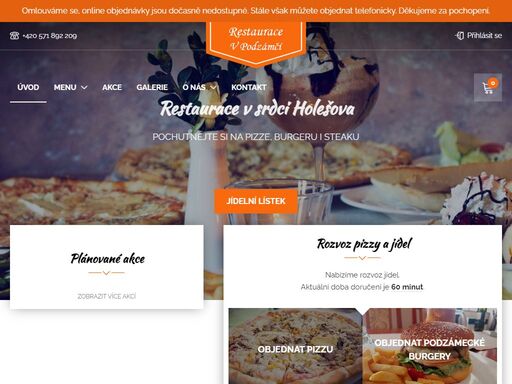 naše restaurace se nachází přímo naproti holešovského zámku. nabízíme příjemné posezení vevnitř i na zahrádce, rozvoz jídel, pizzy i burgerů ...