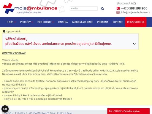 moje ambulance – největší síť ordinací praktických lékařů pro dospělé v čr. 12hodinová ordinační doba, online registrace i objednávka, hrazeno ze zp. 