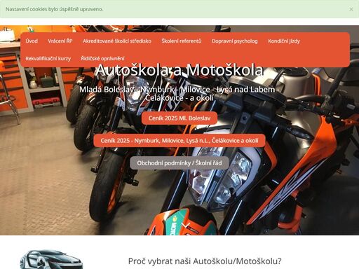 jsme kvalitní autoškola a motoškola. jezdíme v: mladá boleslav, nymburk, čelákovice...