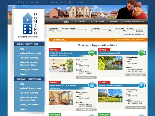 reality, realitní činnost, realitka, prodej nemovitostí, nemovitosti realitní kancelář domino, s.r.o.