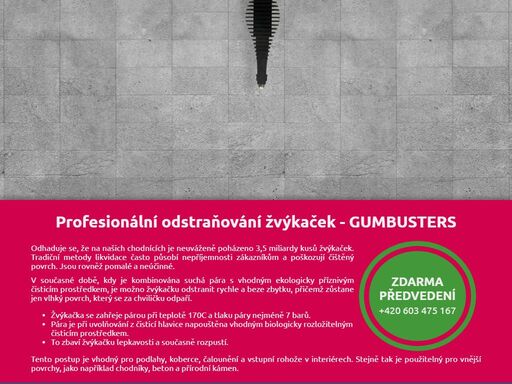 gumbusters - profesionální odstraňování žvýkaček parním čističem provap gumcart