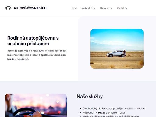 rodinná autopůjčovna s osobním přístupem, nízké ceny, působnost v praze a okolí