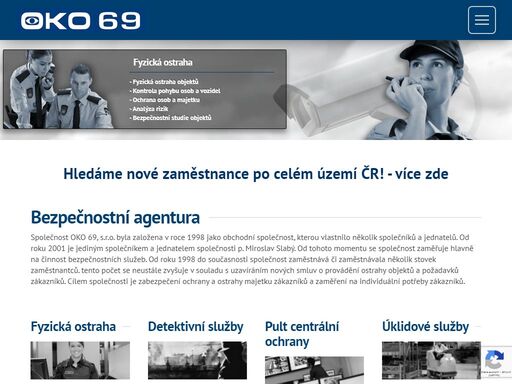 ostraha objektů, pátrání po osobách, pult centrální ochrany, úklid